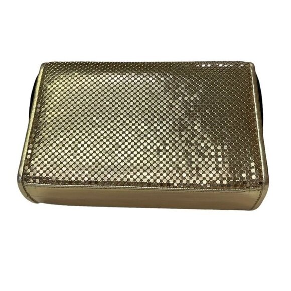 Whiting and Davis Gold Metal Mesh Clutch Shoulder or Crossbody Bag Strap Purse - Picture 11 of 14